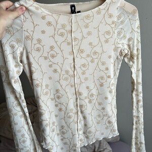 Motel Rocks Cream Floral Long Sleeve Top